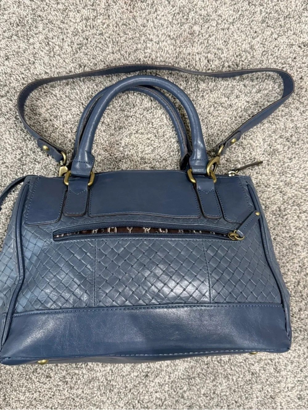 Blue Women's Woven Satchel Handbag